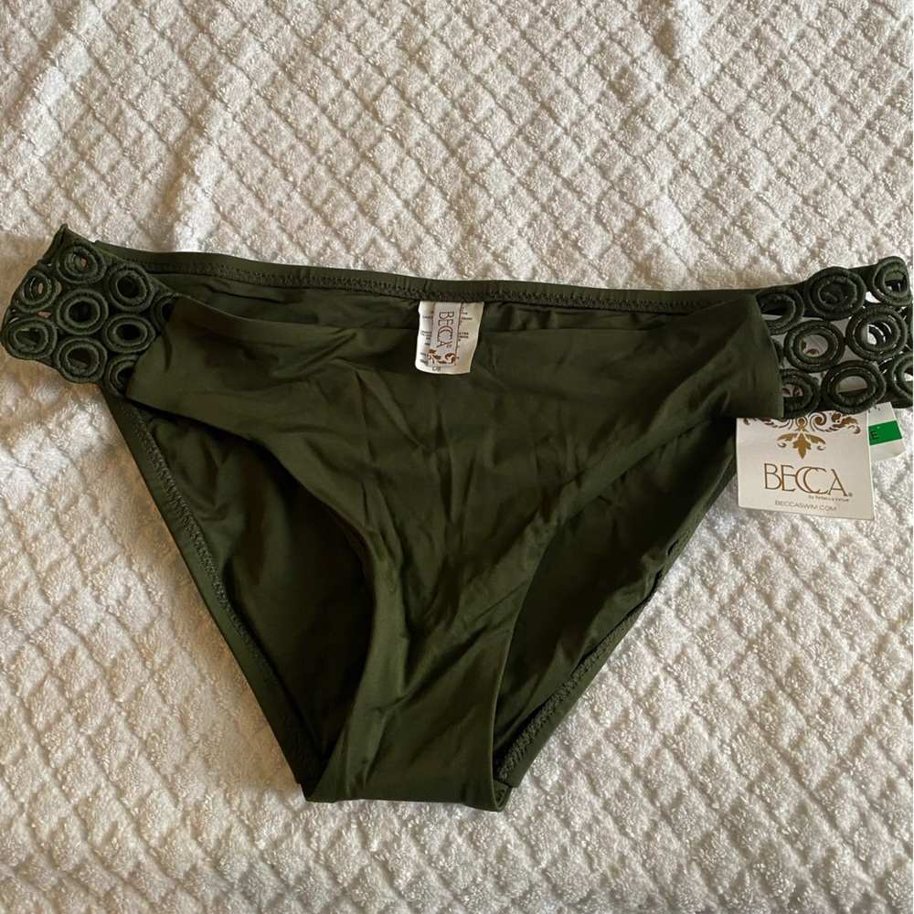 Becca Women’s Bikini Bottom, Size- Large. Color-Olive green, Size- L